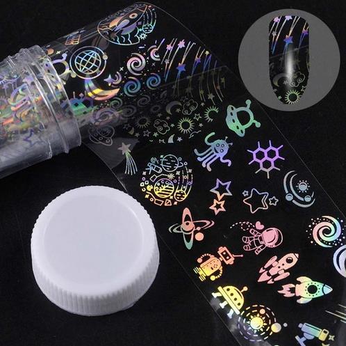 Holografische Nagelfolie – Sternenhimmel-Design | 1m x 4cm | in Flasche