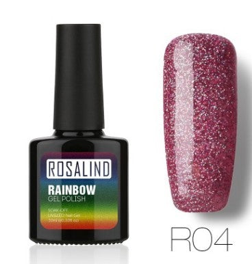 ROSALIND Nagelfreier, lang anhaltender, ungiftiger Nagellack, -Phototherapie-Kleber, mit Sternen besetztes Regenbogensystem.