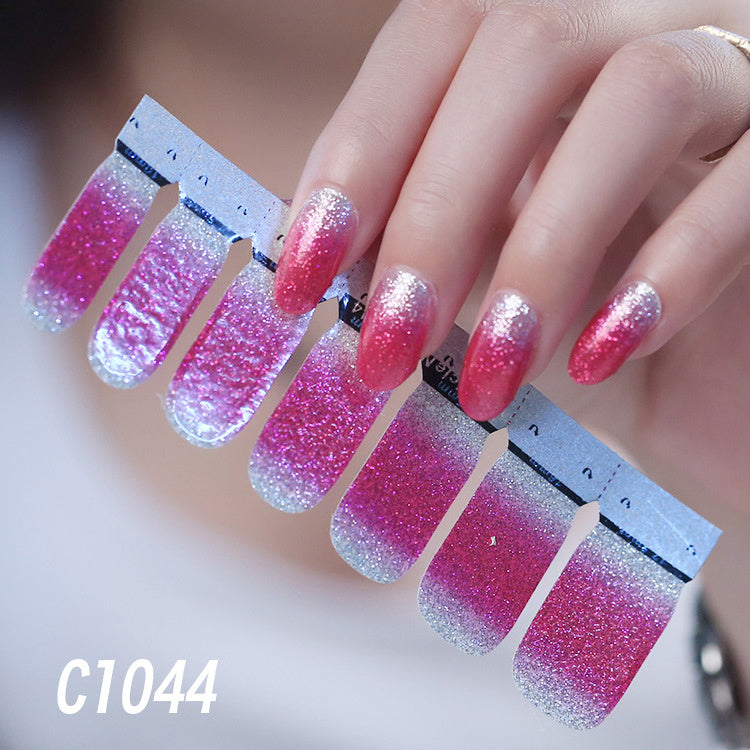 Selbstklebende Nagelfolien Lila Glitzer Ombre | Koreanisches Design | Wasserfest & langlebig