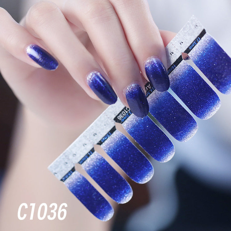 Selbstklebende Nagelfolien Lila Glitzer Ombre | Koreanisches Design | Wasserfest & langlebig