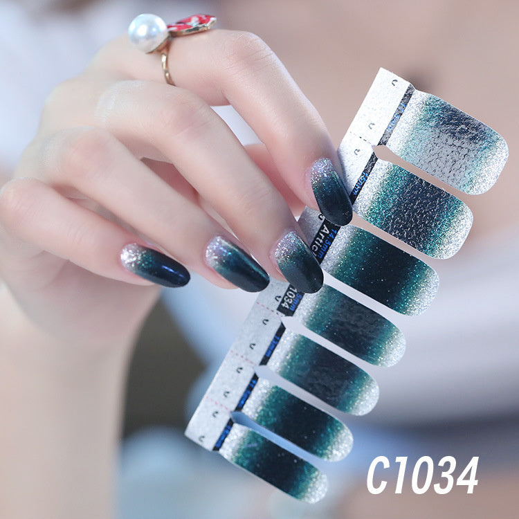 Selbstklebende Nagelfolien Lila Glitzer Ombre | Koreanisches Design | Wasserfest & langlebig