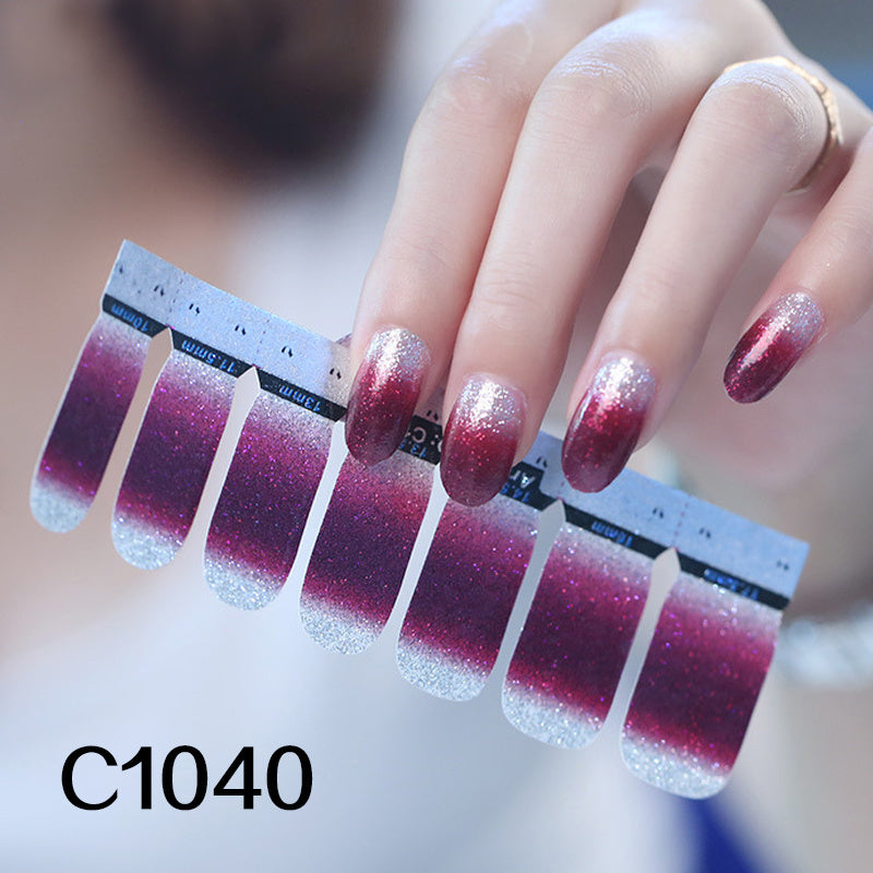 Selbstklebende Nagelfolien Lila Glitzer Ombre | Koreanisches Design | Wasserfest & langlebig