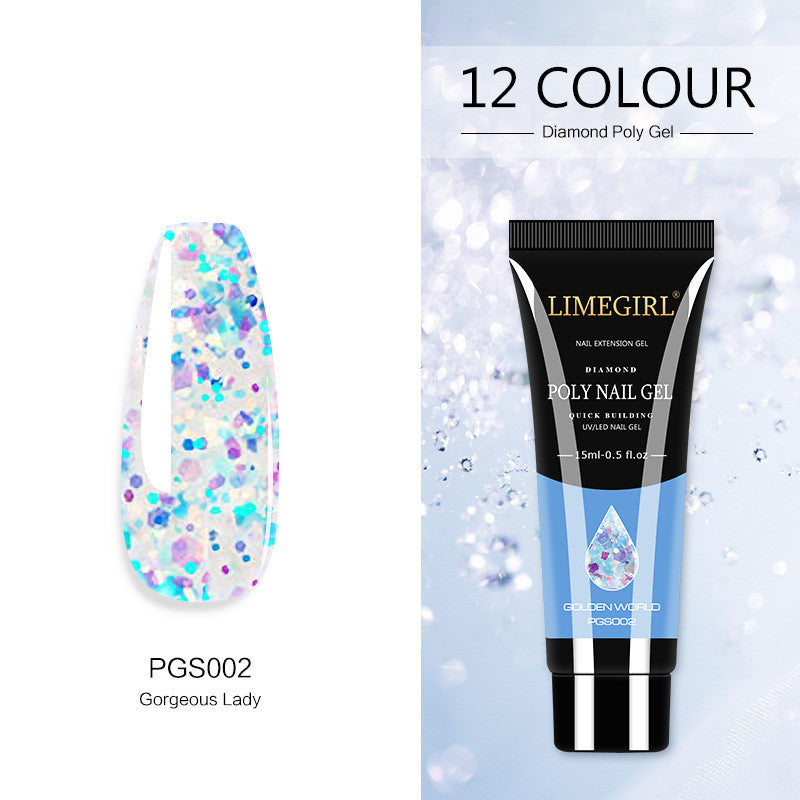 12 farbe Nail art Glitter Pulver Verlängerung Gel Nail art Pailletten Verlängerung Gel Schmerzlos