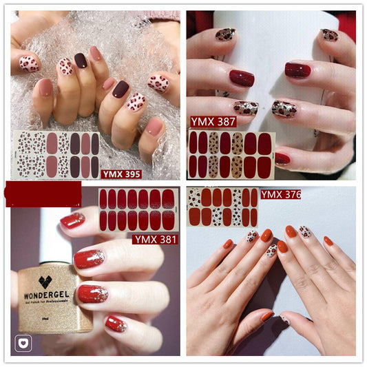 Leoparden- und Glitzer-Nagelsticker – YMX Designserie, Selbstklebende Nail Wraps