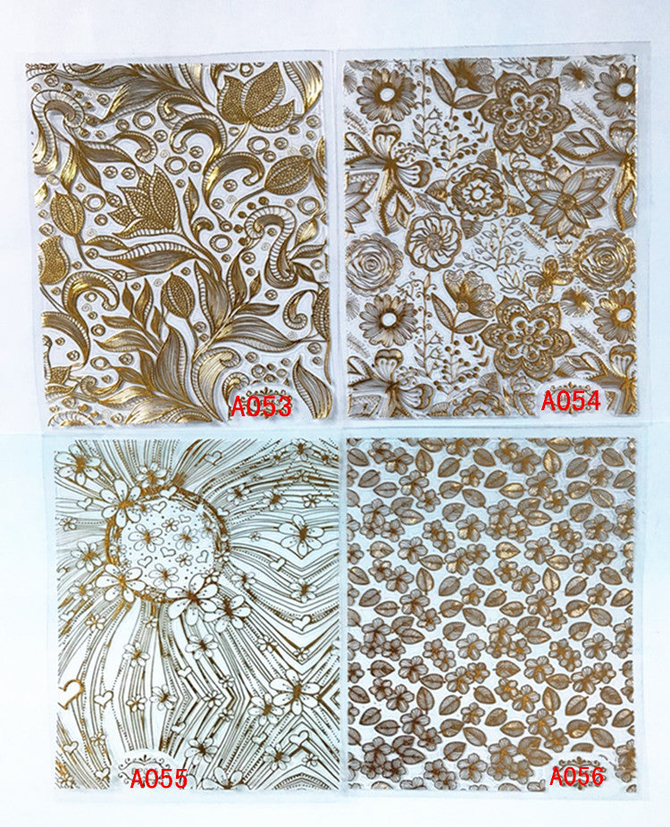 Selbstklebende Nail Art Sticker – Spitzenmuster in Schwarz, Gold, Weiß oder Silber | 4er-Set Transferfolien für Nageldesign