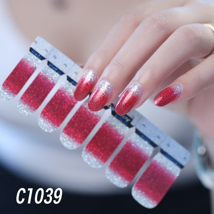 Selbstklebende Nagelfolien Lila Glitzer Ombre | Koreanisches Design | Wasserfest & langlebig