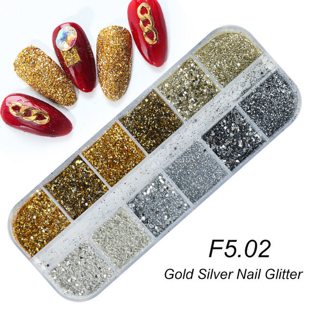 Nagel Gold und Silber Glitter Laser Pailletten