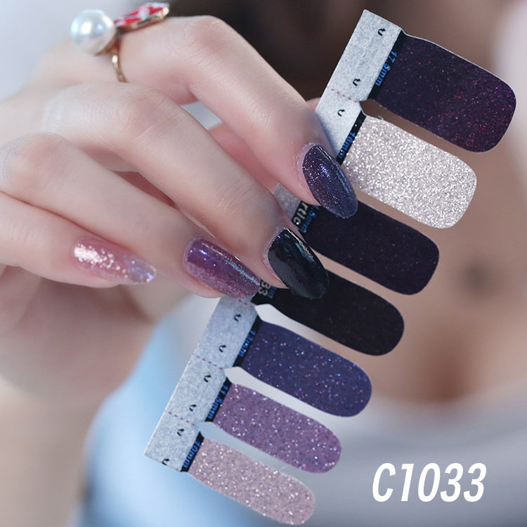Selbstklebende Nagelfolien Lila Glitzer Ombre | Koreanisches Design | Wasserfest & langlebig