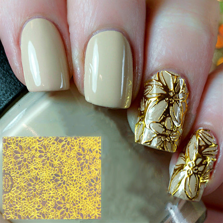 Selbstklebende Nail Art Sticker – Spitzenmuster in Schwarz, Gold, Weiß oder Silber | 4er-Set Transferfolien für Nageldesign