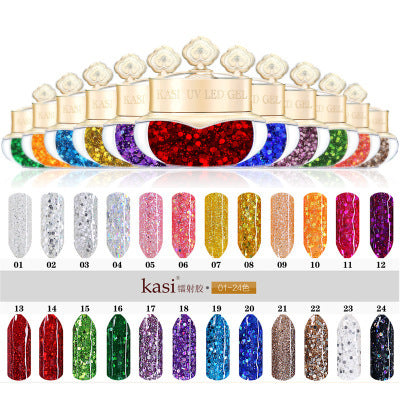 KaSi Nagel Abnehmbarer Lichttherapie-Kleber Tapered Color Gel Laser Sequester Nagellack Gel Flicker Gel 1-48 Farbe 10g