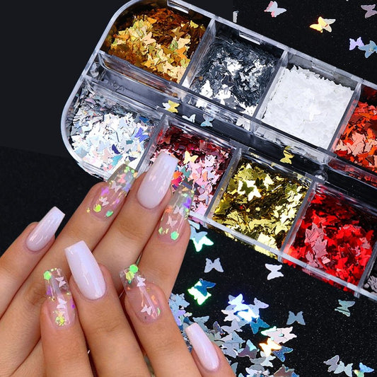 Symphonie Schmetterling Pailletten Nageldekoration