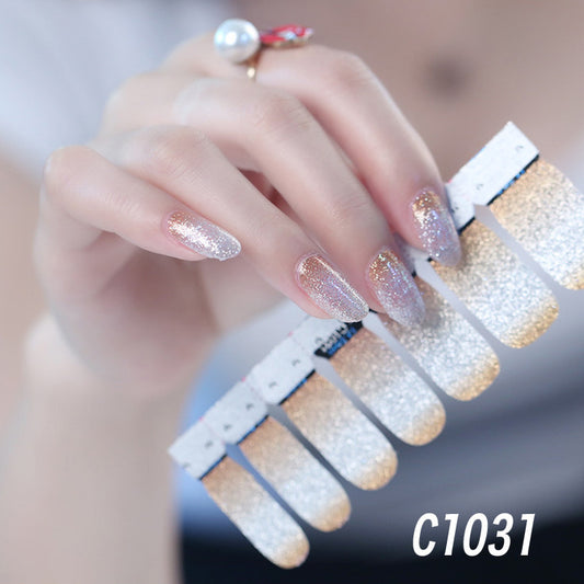 Selbstklebende Nagelfolien Lila Glitzer Ombre | Koreanisches Design | Wasserfest & langlebig