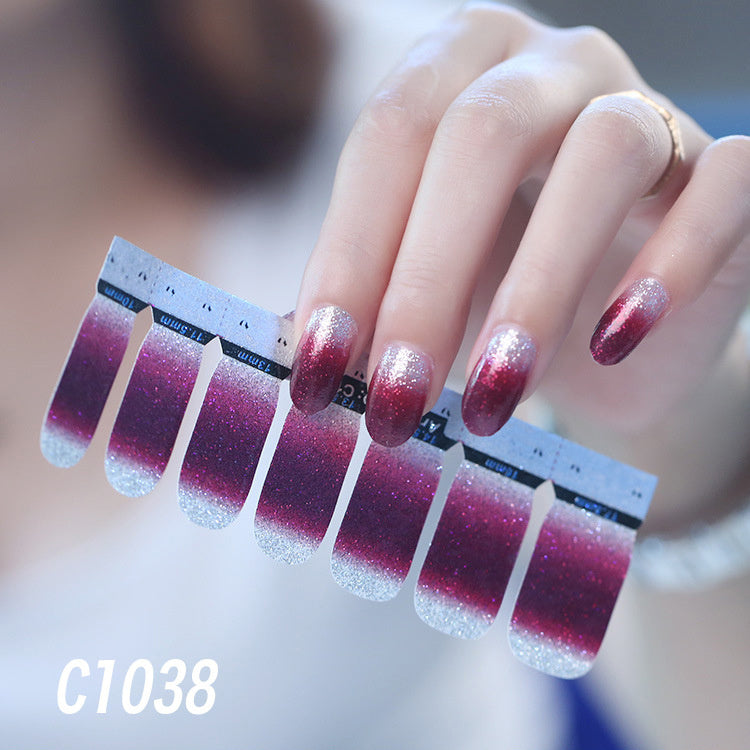 Selbstklebende Nagelfolien Lila Glitzer Ombre | Koreanisches Design | Wasserfest & langlebig