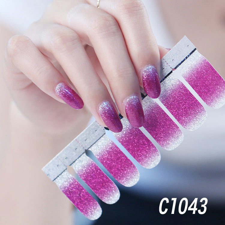Selbstklebende Nagelfolien Lila Glitzer Ombre | Koreanisches Design | Wasserfest & langlebig
