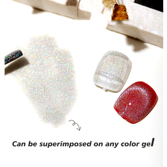 Regenbogen-Katzenaugen-Laser-Glanznagellack
