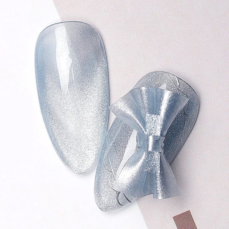 Neue Kristall Cat Eye Serie Nagellack Gel Eis Transparent Silber Weiß Breite Cat Eye Smoothie Mondstein Cat Eye Gel polnisch