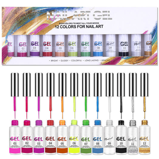 Maniküre Zeichnung Phototherapie Painted Glue 3D Spray Paint Gel 12 Farbset Box