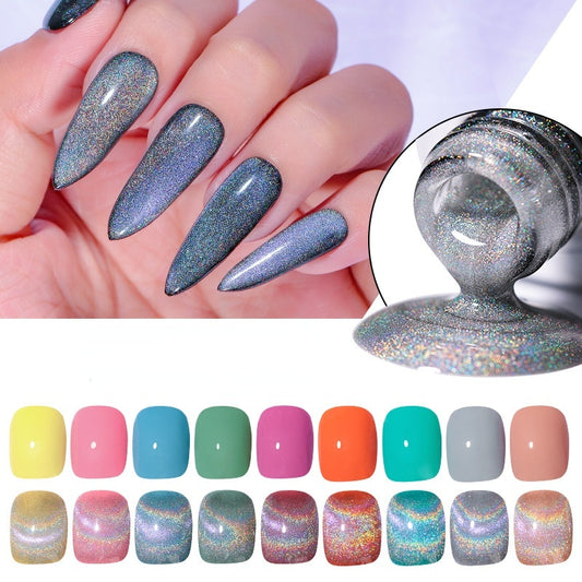 Regenbogen-Katzenaugen-Laser-Glanznagellack