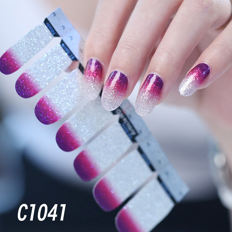 Selbstklebende Nagelfolien Lila Glitzer Ombre | Koreanisches Design | Wasserfest & langlebig