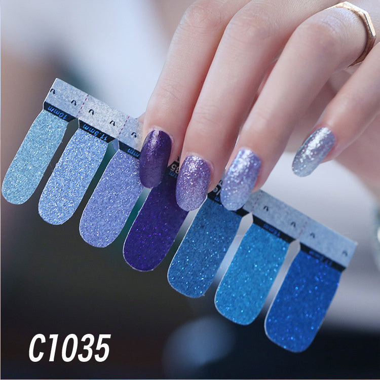 Selbstklebende Nagelfolien Lila Glitzer Ombre | Koreanisches Design | Wasserfest & langlebig