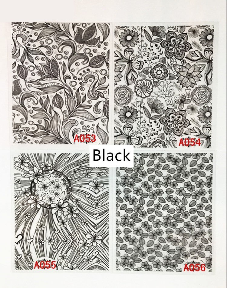 Selbstklebende Nail Art Sticker – Spitzenmuster in Schwarz, Gold, Weiß oder Silber | 4er-Set Transferfolien für Nageldesign