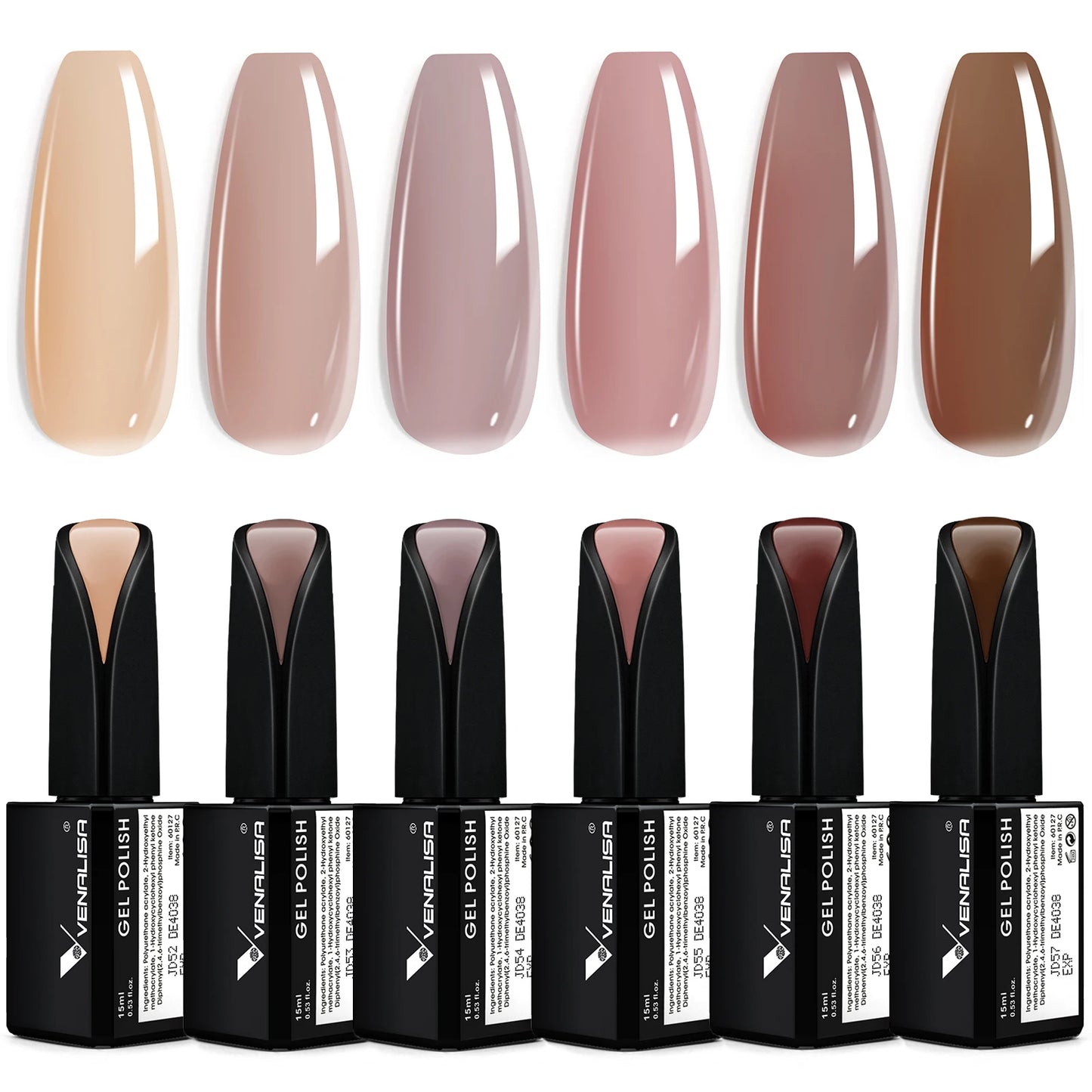 Venalisa Jelly Gel Polish – 15 ml – Semitransparente Nude-Farben für French Nails