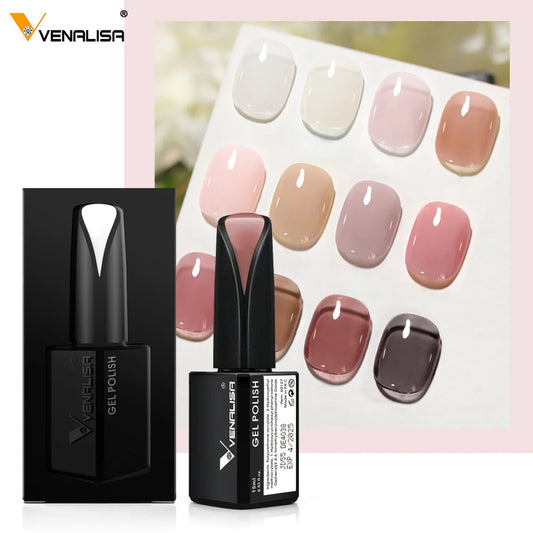 Venalisa Jelly Gel Polish – 15 ml – Semitransparente Nude-Farben für French Nails