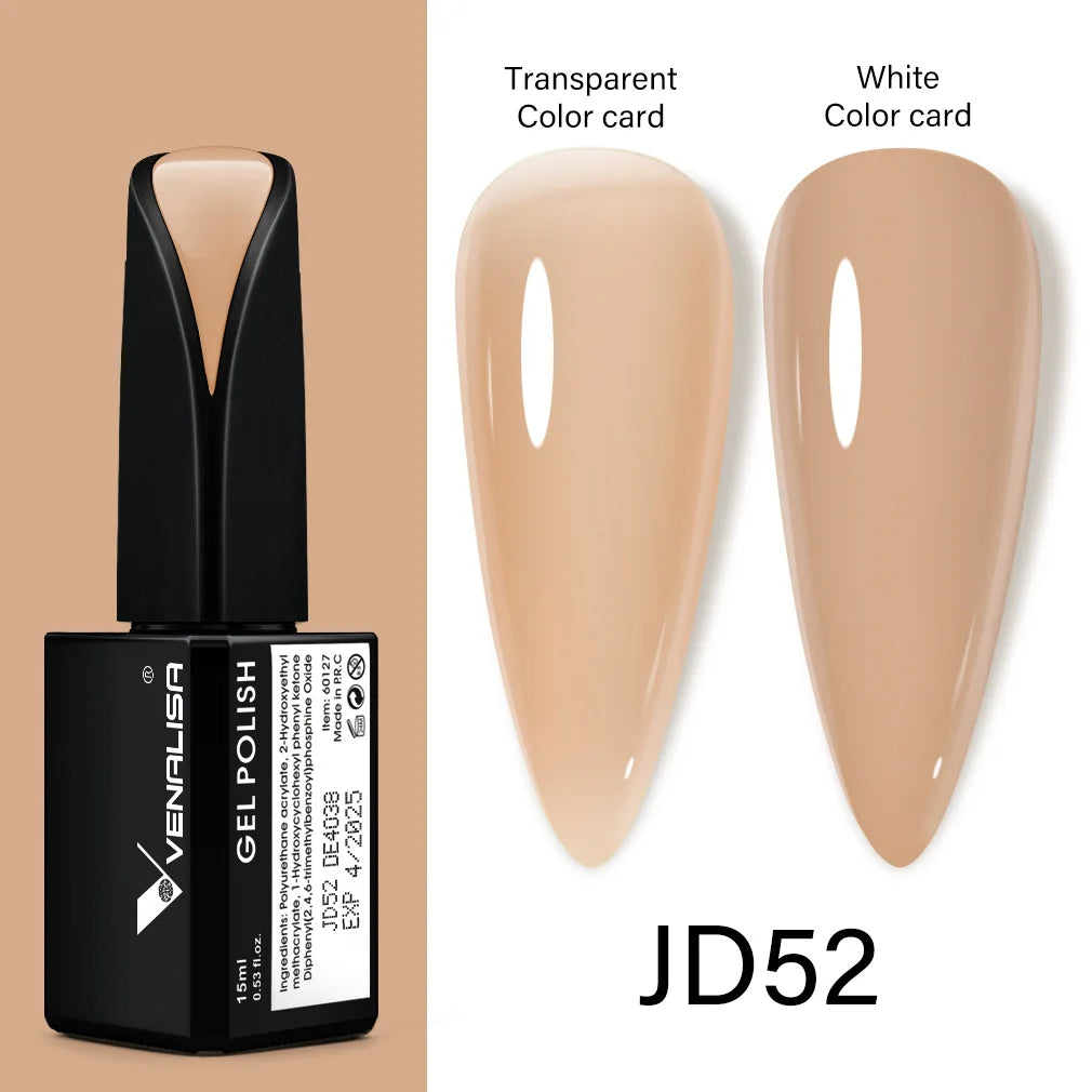 Venalisa Jelly Gel Polish – 15 ml – Semitransparente Nude-Farben für French Nails