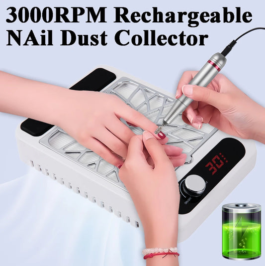Kabellose Nagelstaubabsaugung mit 30000 RPM & Akku – Starke Saugleistung, abnehmbarer Filter | Mobiles Nagelstudio-Gerät