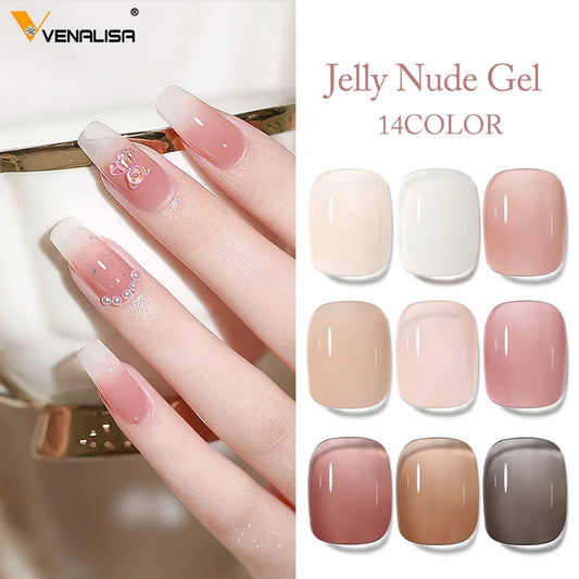 Venalisa Jelly Gel Polish – 15 ml – Semitransparente Nude-Farben für French Nails