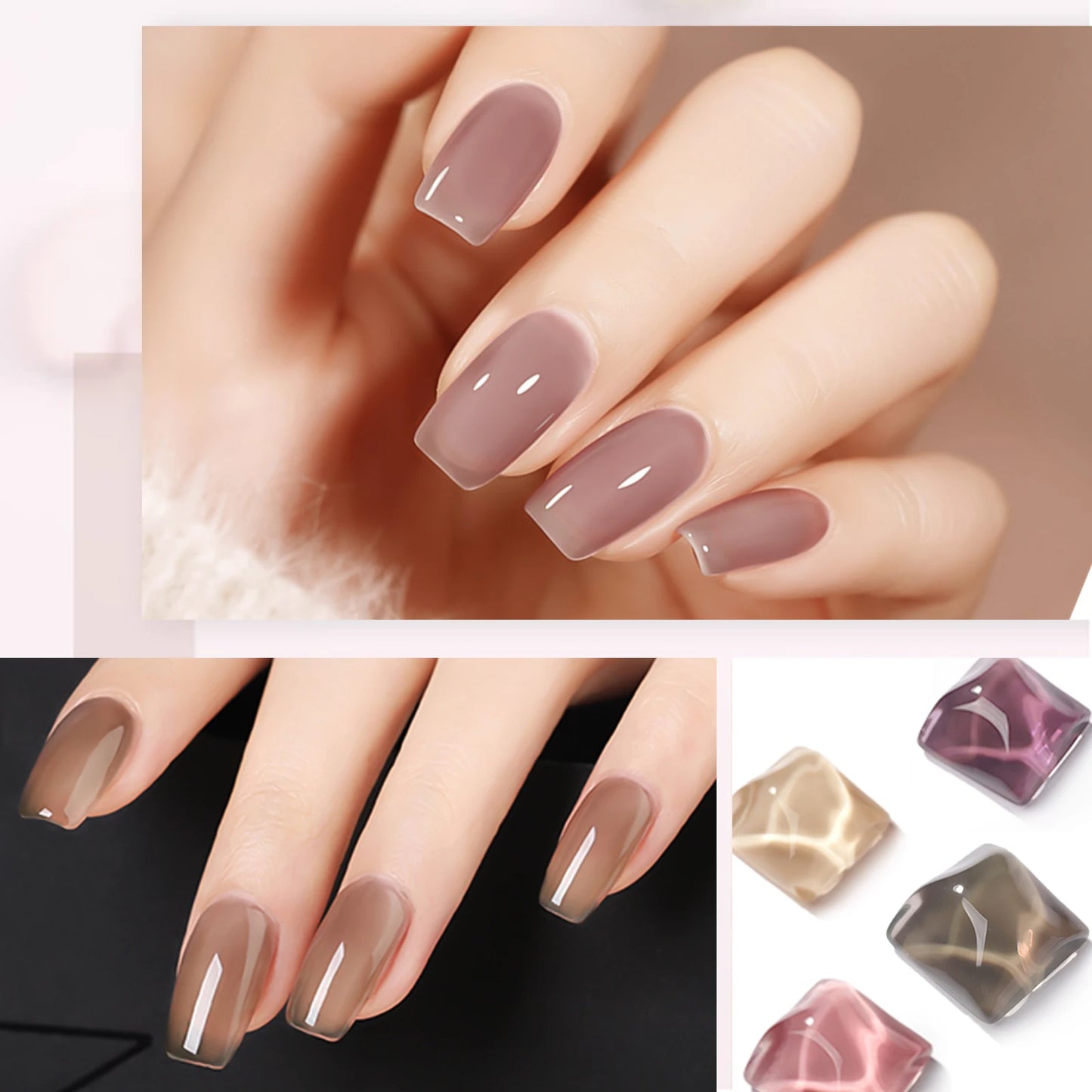 Venalisa Jelly Gel Polish – 15 ml – Semitransparente Nude-Farben für French Nails