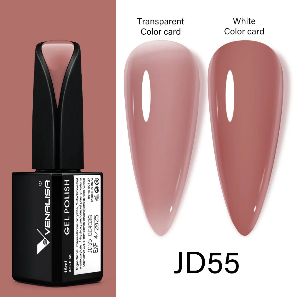 Venalisa Jelly Gel Polish – 15 ml – Semitransparente Nude-Farben für French Nails