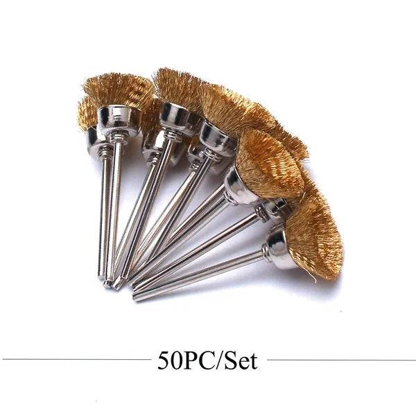50x Reinigungsbürsten für Fräseraufsätze – Kupfer & Nylon | Profi-Zubehör für Maniküregeräte