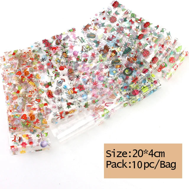 10x Transfer-Nagelfolie 4×20cm – Mix Muster für kreative Nail Art