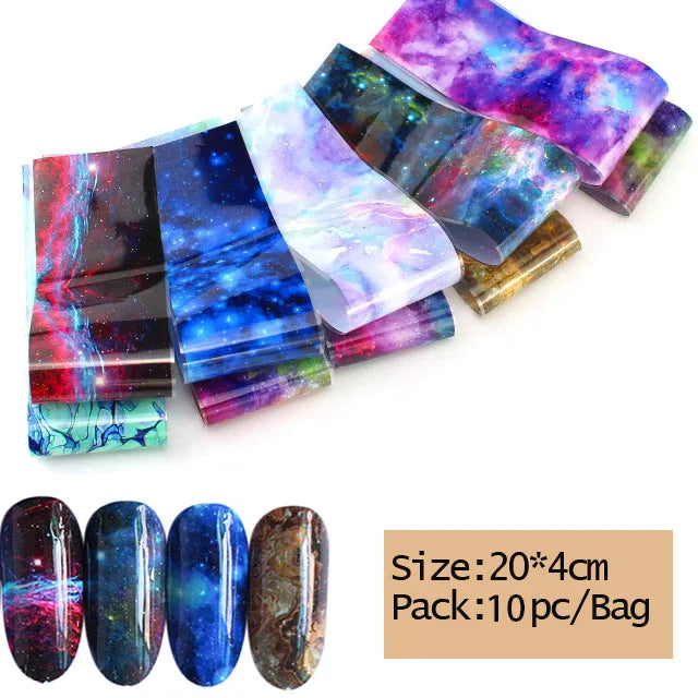 10x Transfer-Nagelfolie 4×20cm – Mix Muster für kreative Nail Art