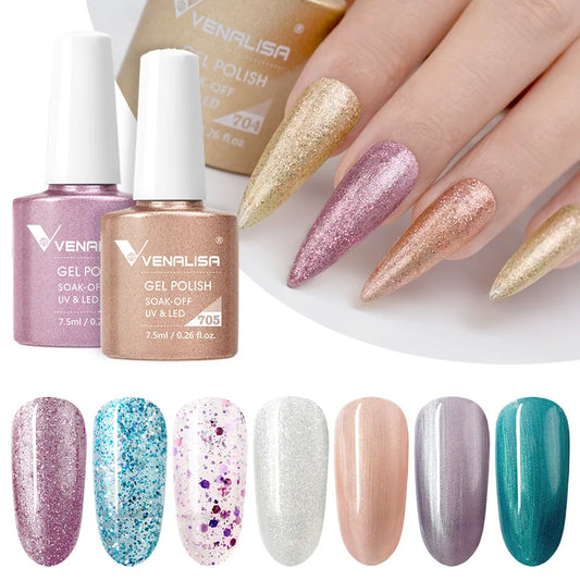 Venalisa VIP3 Gel-Lack 7,5 ml – Funny Bunny Farbe mit Glitzer – UV/LED, Soak Off