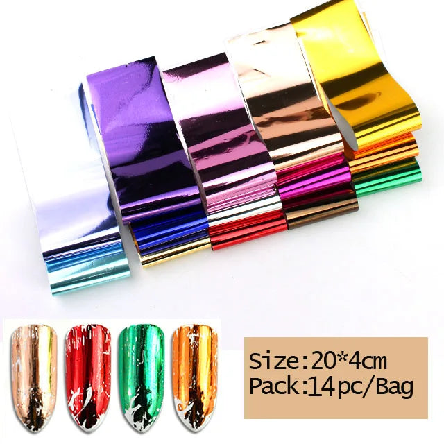 10x Transfer-Nagelfolie 4×20cm – Mix Muster für kreative Nail Art