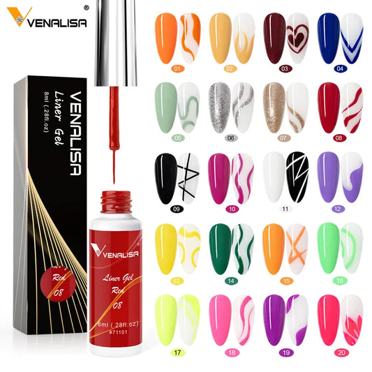 Venalisa Liner Gel 8ml – 21 Farben für Nailart & Feine Linien