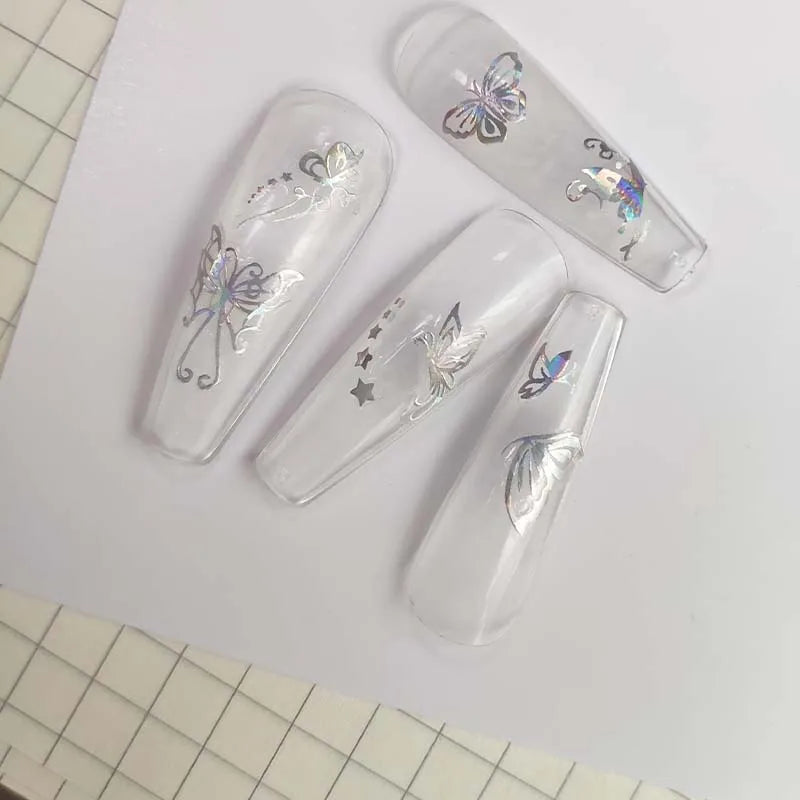 Holografische Schmetterlings-Sticker – 5 Farben, Laser-Effekt, selbstklebend