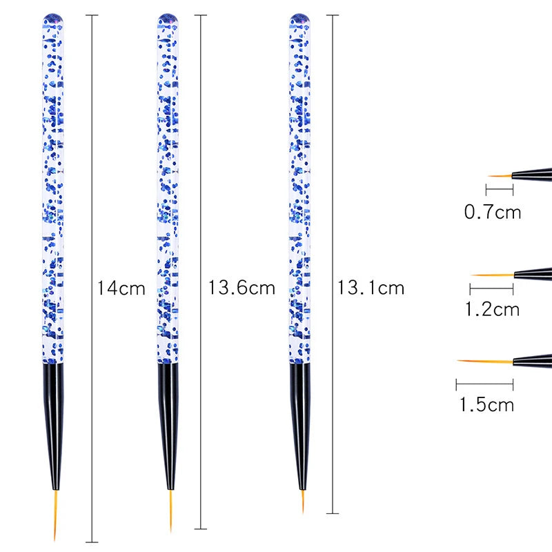 3er-Set Nailart-Pinsel – Feine Linienpinsel für French Design & UV-Gel