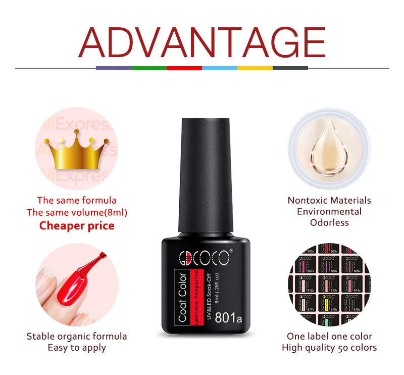 Venalisa GDCOCO Gel-Lack – 7,5 ml – Neon Sommerfarben, volle Deckkraft