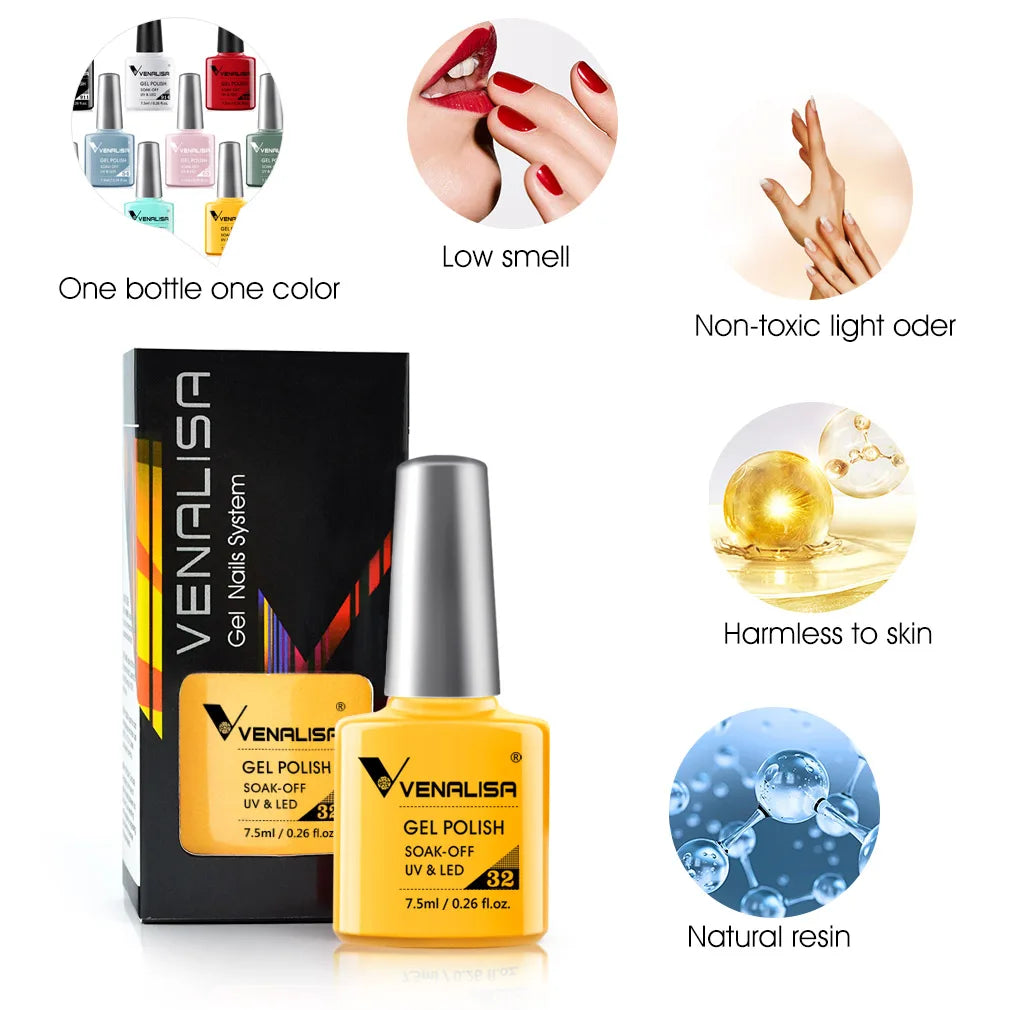 Venalisa 7.5ml Soak Off UV/LED Gel Polish – intensive Farben, langanhaltender Glanz