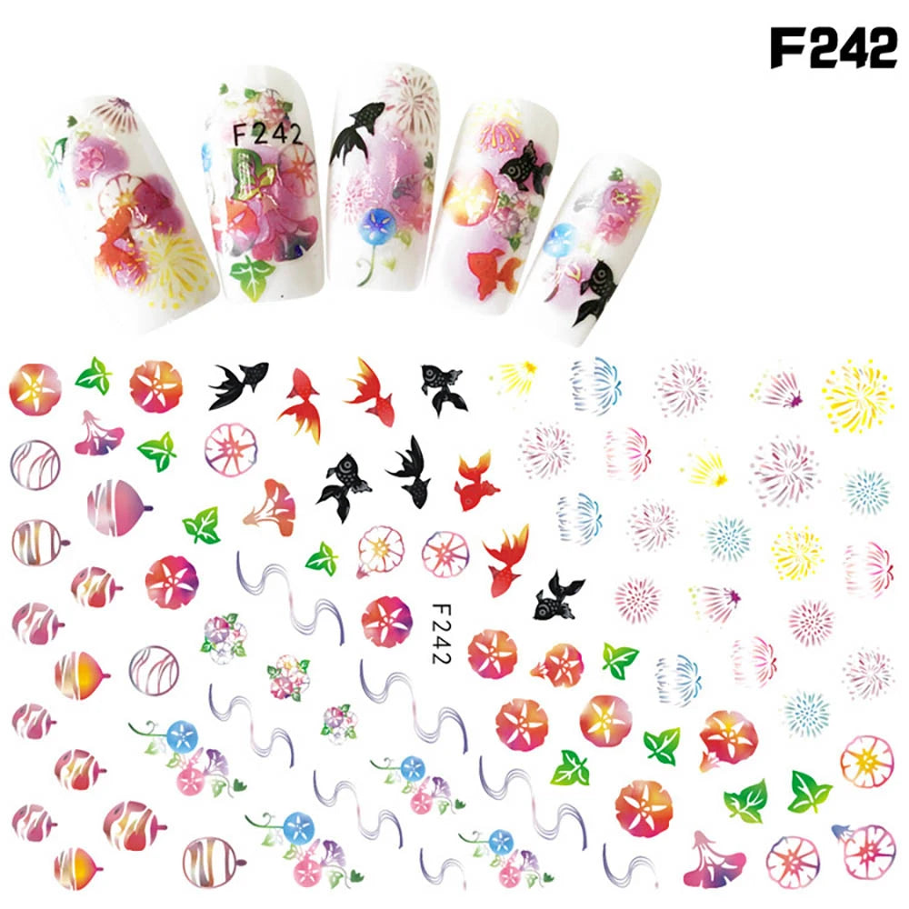 Nagelsticker Blumen F129 – zarte rosa Blumen für Nail Art Design