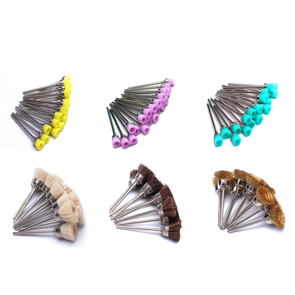 50x Reinigungsbürsten für Fräseraufsätze – Kupfer & Nylon | Profi-Zubehör für Maniküregeräte