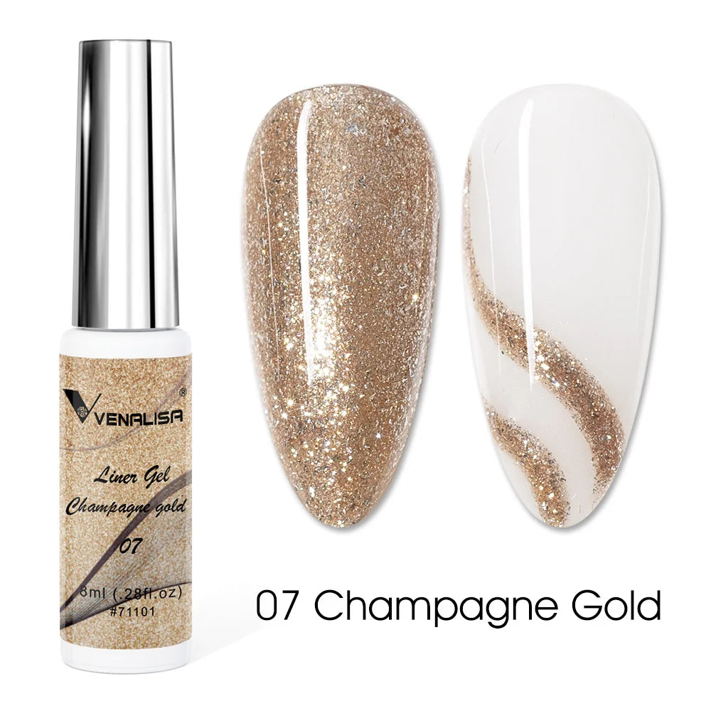 Venalisa Liner Gel 8ml – 21 Farben für Nailart & Feine Linien