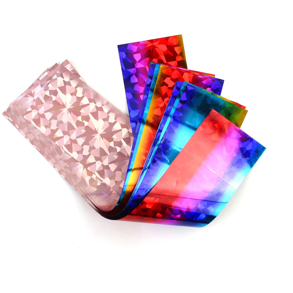16-teiliges Holografisches Nail Art Folien-Set – Regenbogen Transferfolie