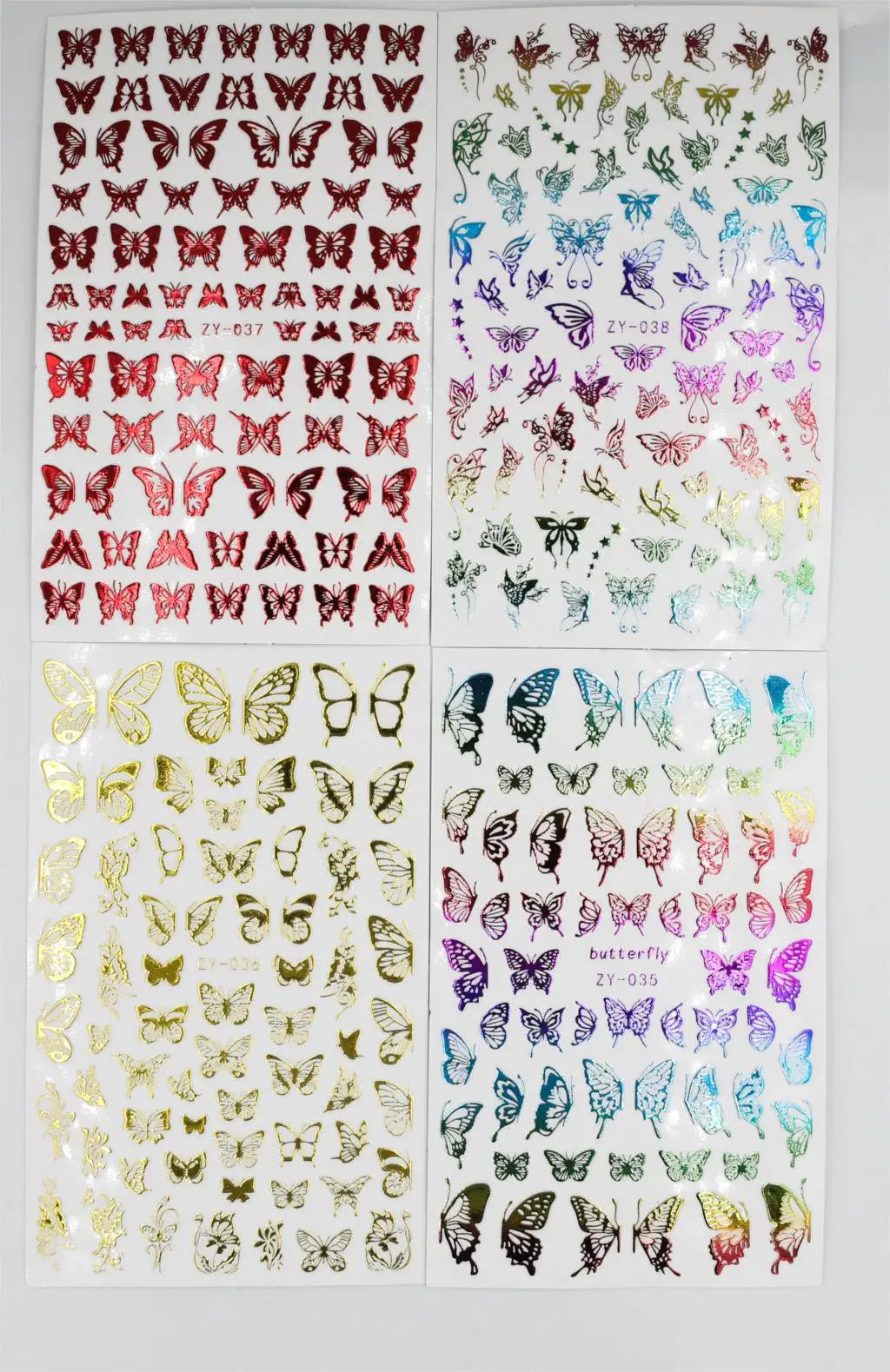 Holografische Schmetterlings-Sticker – 5 Farben, Laser-Effekt, selbstklebend