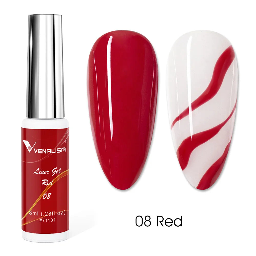 Venalisa Liner Gel 8ml – 21 Farben für Nailart & Feine Linien