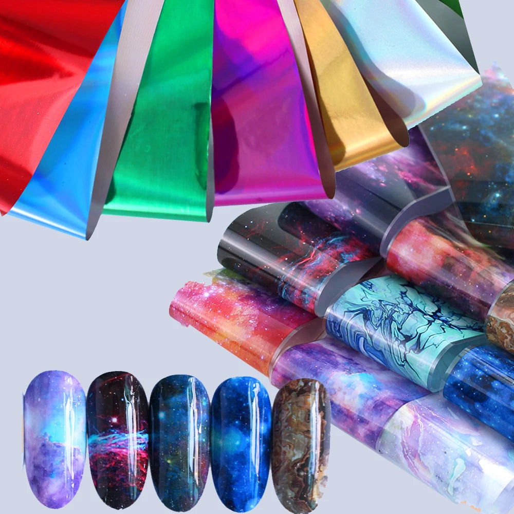 10x Transfer-Nagelfolie 4×20cm – Mix Muster für kreative Nail Art