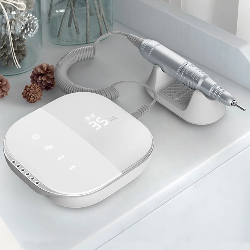 Elektrische Nagelfräse 35.000 U/min mit Display – Profi-Minikit für Maniküre & Pediküre mit Fräserhalter